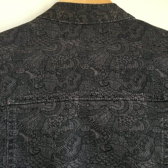 Kenneth Cole Reaction Cotton Paisley & Lace Print Moto Jacket - Picture 6 of 16